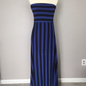 Beautiful Blue and Black Striped Tube Maxi